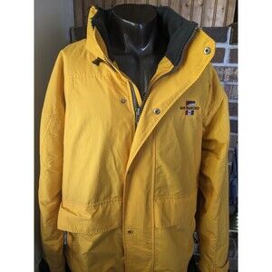 Vtg 90s Yellow Outdoor Ski Jacket Gear for Sports Men’s XL Winter Coat W/Hood